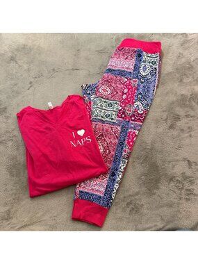 Sleep by Cacique Pajamas Set Womens size 26 28 I Love Naps Long Sleeve Pants